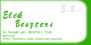 elek beszteri business card